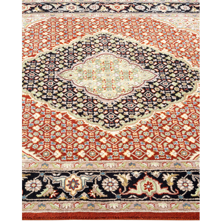 Elegant Hand-Knotted Wool Area Rug in Warm Orange, 4' x 6'