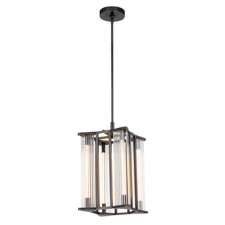 Alora Sabre Mini LED Pendant in Urban Bronze with Ribbed Glass