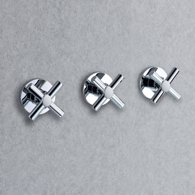 Chrome Wall Mount Triple Handle Tub Faucet with Handheld Shower