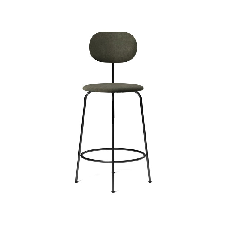 Afteroom Plus Dakar Black Genuine Leather Bar Chair with Steel Frame