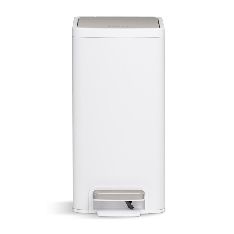 6-Liter Stainless Steel and White Step Trash Can