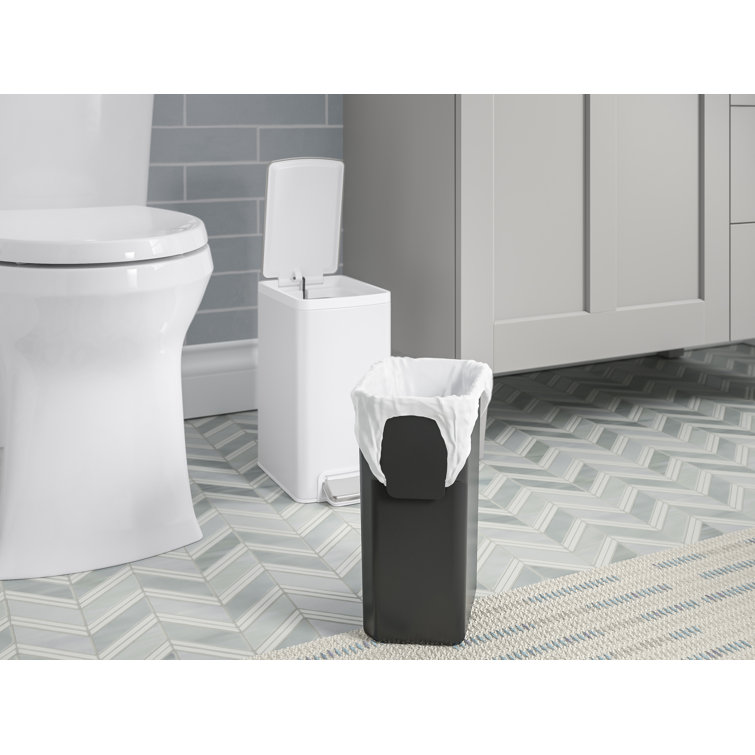 6-Liter Stainless Steel and White Step Trash Can