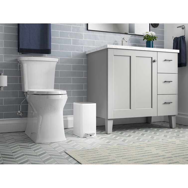 6-Liter Stainless Steel and White Step Trash Can