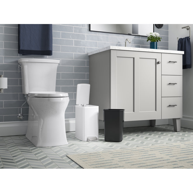 6-Liter Stainless Steel and White Step Trash Can