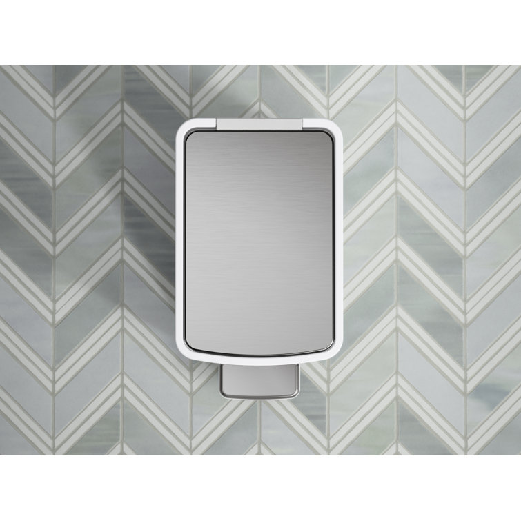 6-Liter Stainless Steel and White Step Trash Can