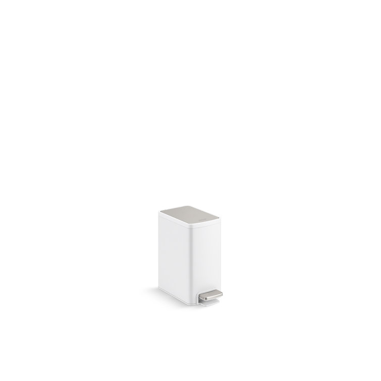 6-Liter Stainless Steel and White Step Trash Can