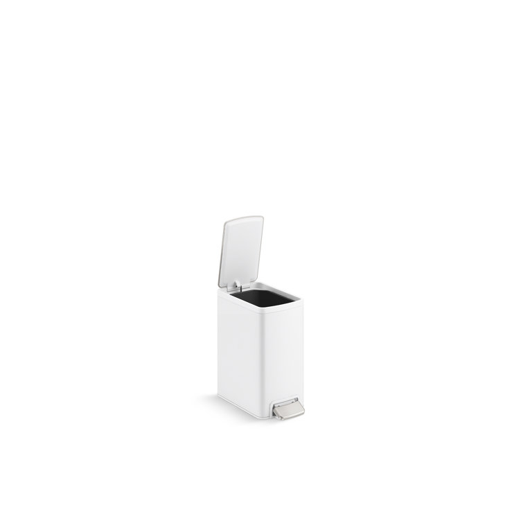 6-Liter Stainless Steel and White Step Trash Can