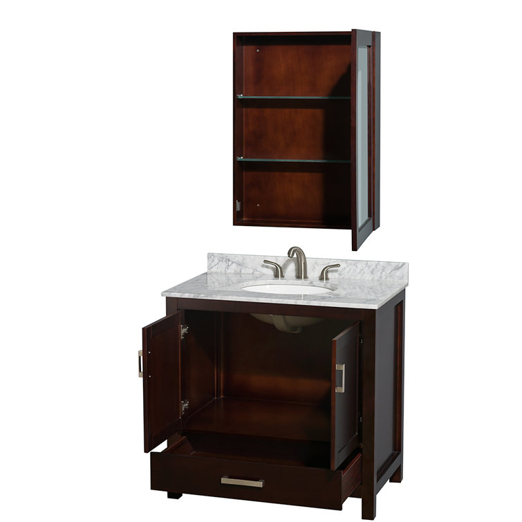 Sheffield Espresso 36'' Freestanding Single Bathroom Vanity with Stone Top