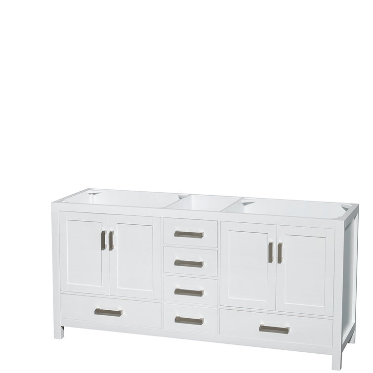 Sheffield 72'' White Double Freestanding Bathroom Vanity with Carrara Marble Top