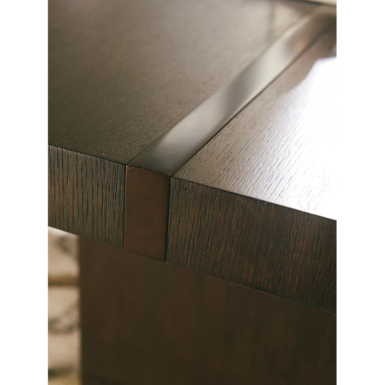 Brown Wood and Marble Extendable Rectangular Dining Table
