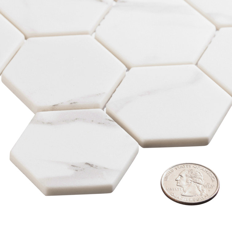 Windle White and Gray Glass Herringbone Mosaic Tile Sheet