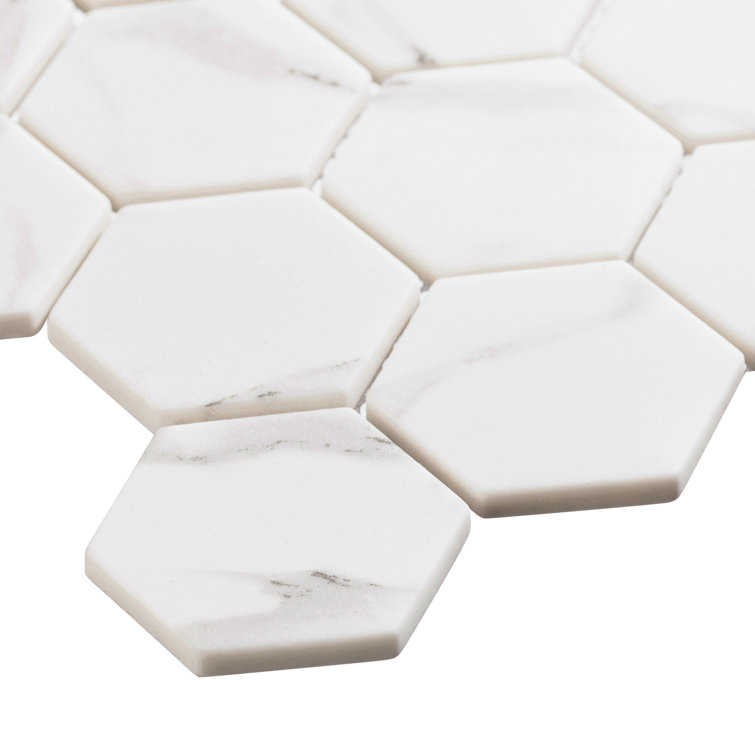 Windle White and Gray Glass Herringbone Mosaic Tile Sheet