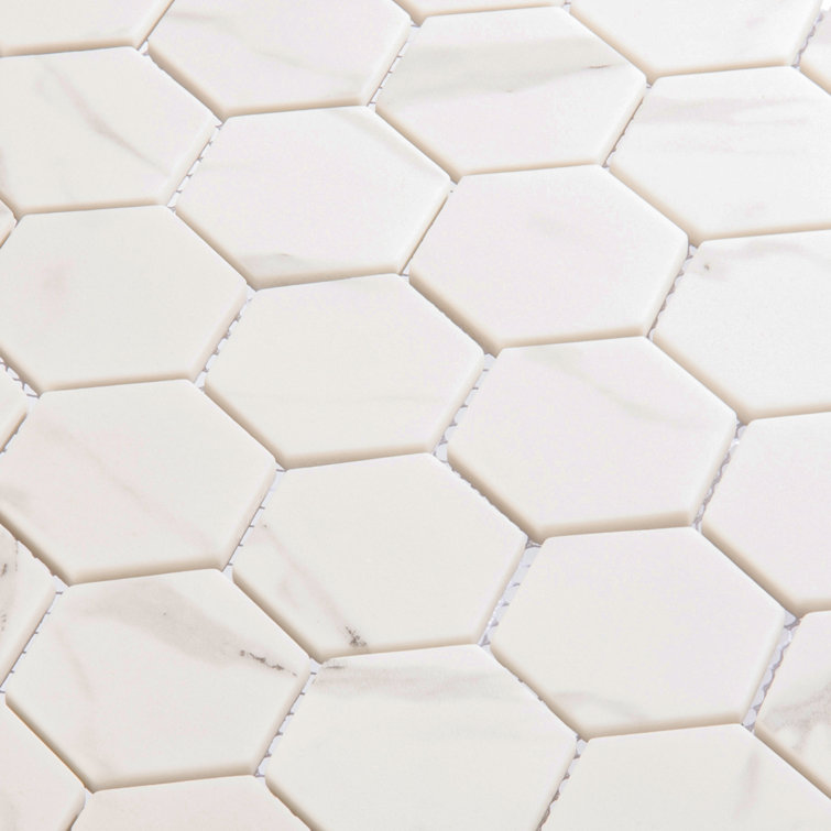 Windle White and Gray Glass Herringbone Mosaic Tile Sheet