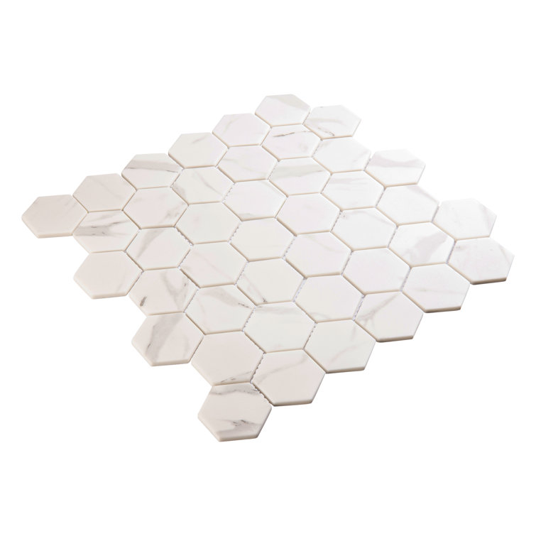 Windle White and Gray Glass Herringbone Mosaic Tile Sheet