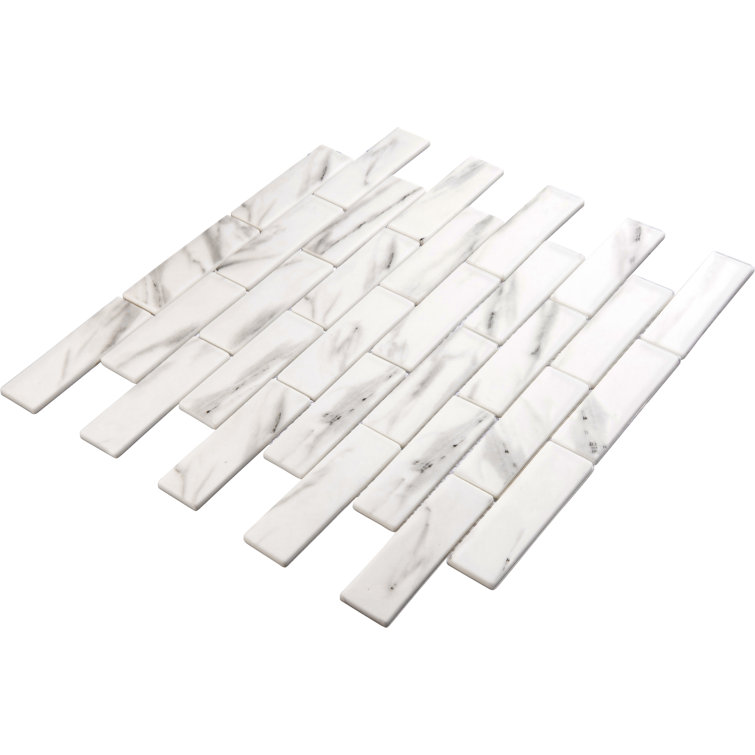 Oasis Polished Glass Mosaic Hexagon Tile Sheet