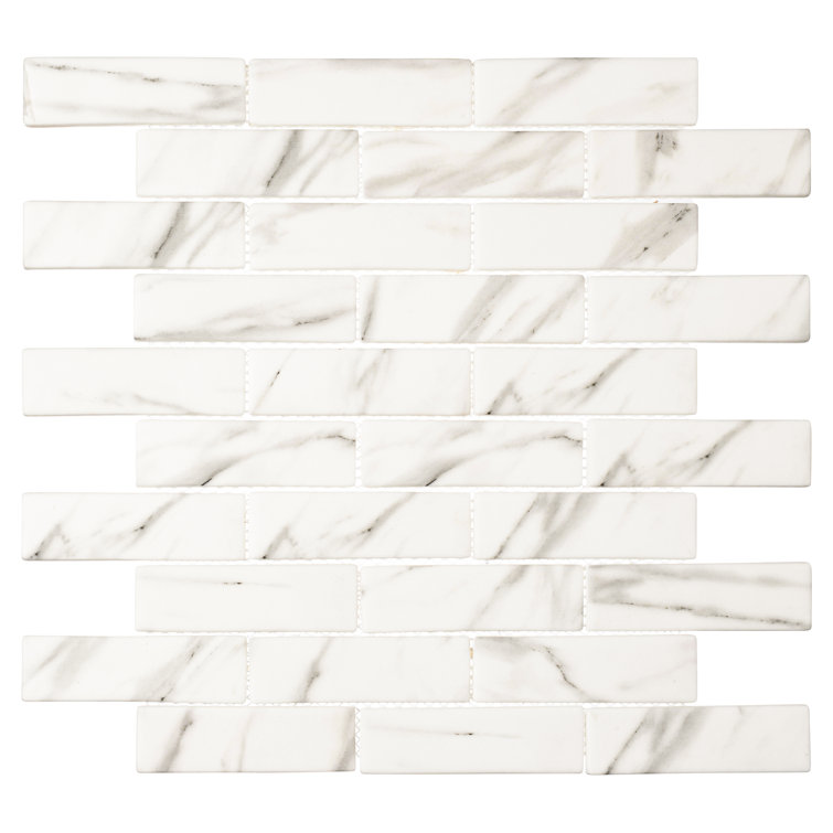 Oasis Polished Glass Mosaic Hexagon Tile Sheet