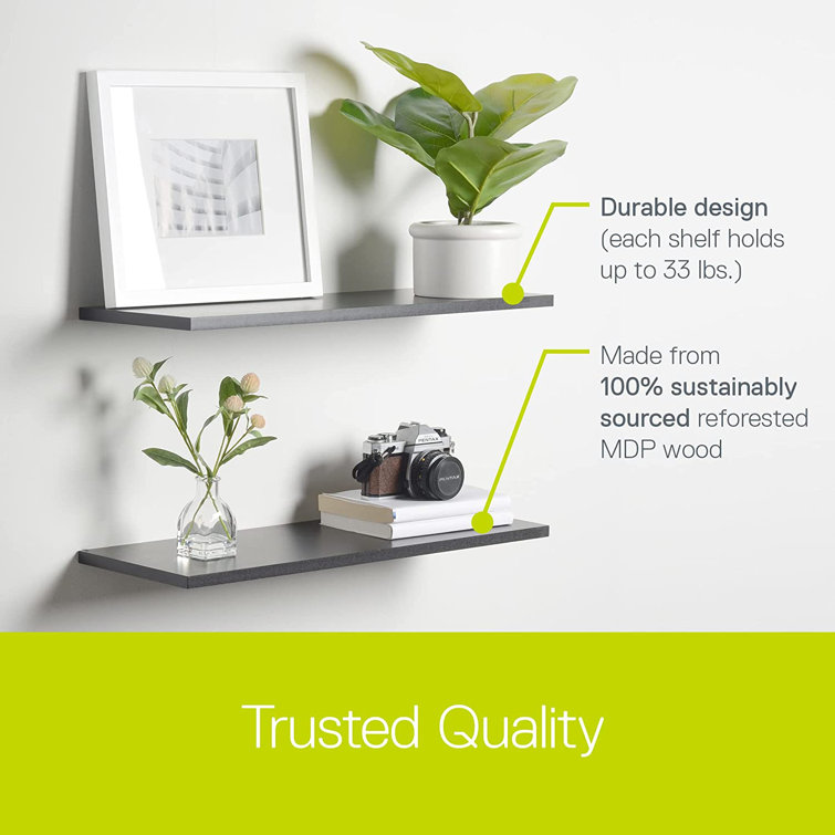 Black Slim Floating Wall Shelves Set of 2