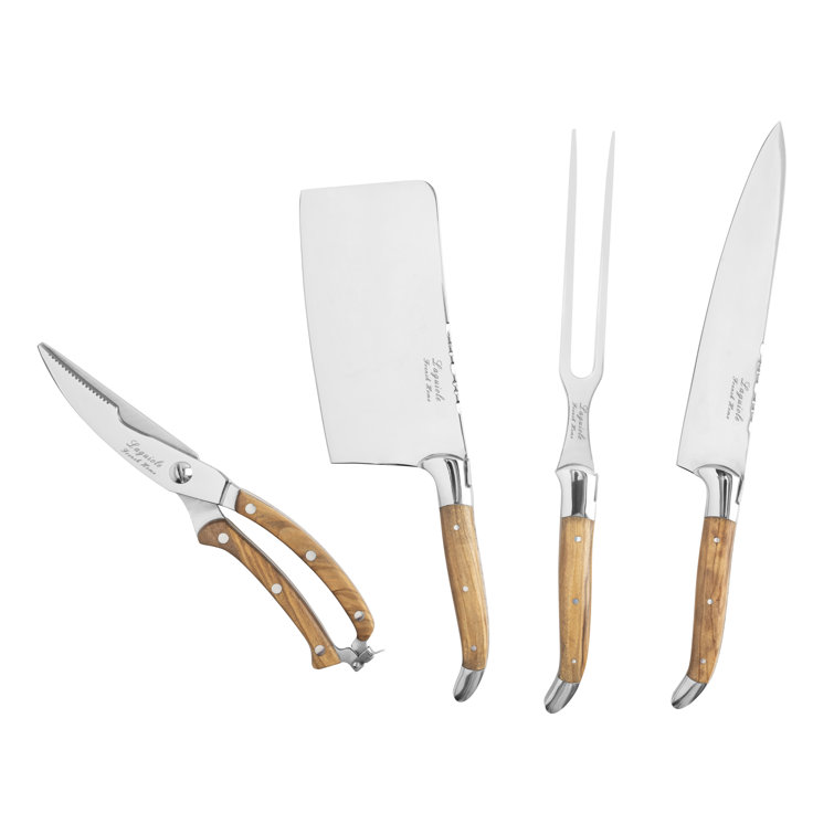French Home French Home 4-Piece Laguiole Connoisseur Professional Chef Knife Set with Olive Wood Handles (Set of 4)