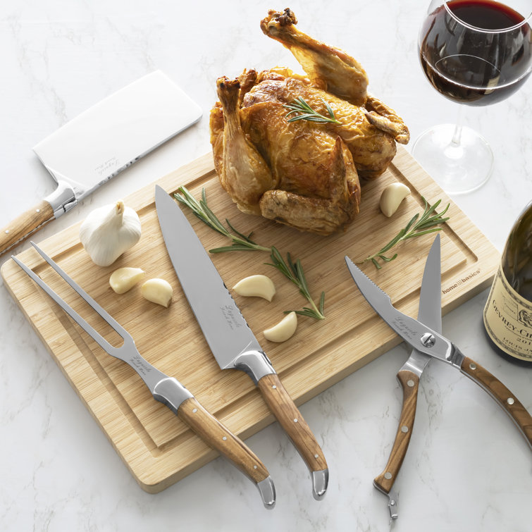 French Home French Home 4-Piece Laguiole Connoisseur Professional Chef Knife Set with Olive Wood Handles (Set of 4)