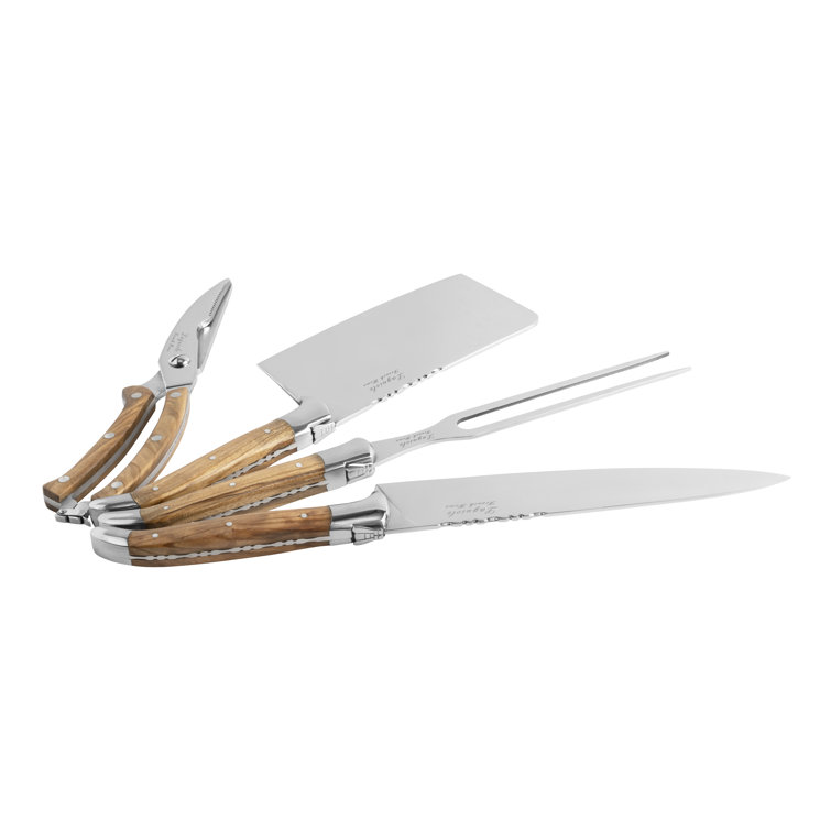 French Home French Home 4-Piece Laguiole Connoisseur Professional Chef Knife Set with Olive Wood Handles (Set of 4)