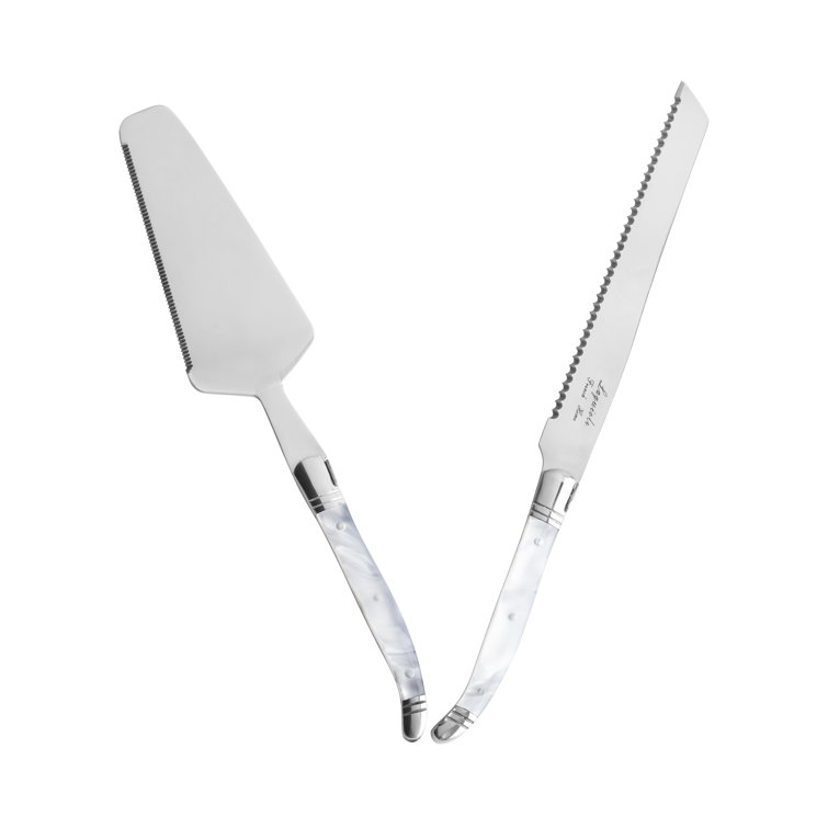 French Home Laguiole Connoisseur 2-Piece Cake and Pie Server Set with Pearl White Handles (Set of 2)