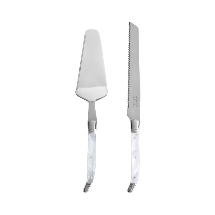 French Home Laguiole Connoisseur 2-Piece Cake and Pie Server Set with Pearl White Handles (Set of 2)