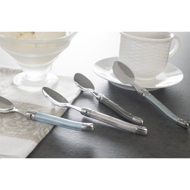 Set of 4 Stainless Steel Coffee Spoons with Faux Mother of Pearl Handles