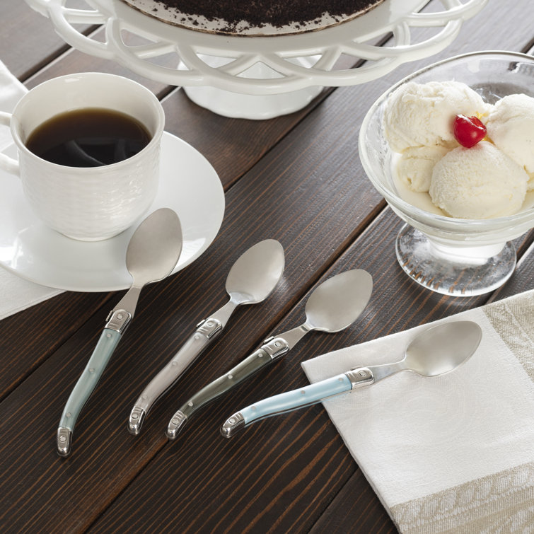 Set of 4 Stainless Steel Coffee Spoons with Faux Mother of Pearl Handles