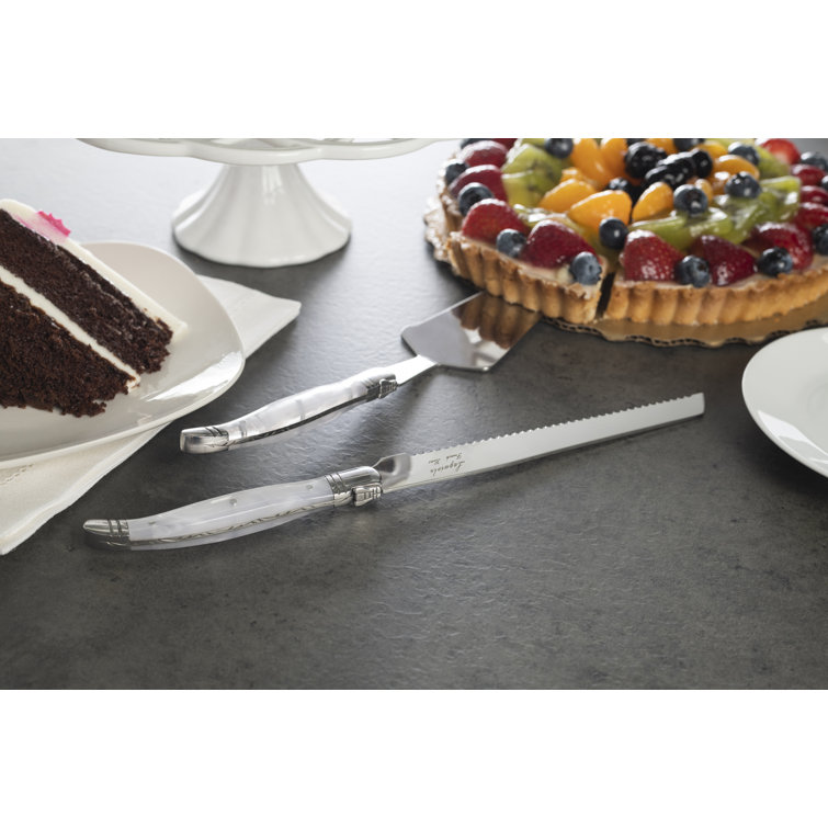 French Home Laguiole Connoisseur 2-Piece Cake and Pie Server Set with Pearl White Handles (Set of 2)