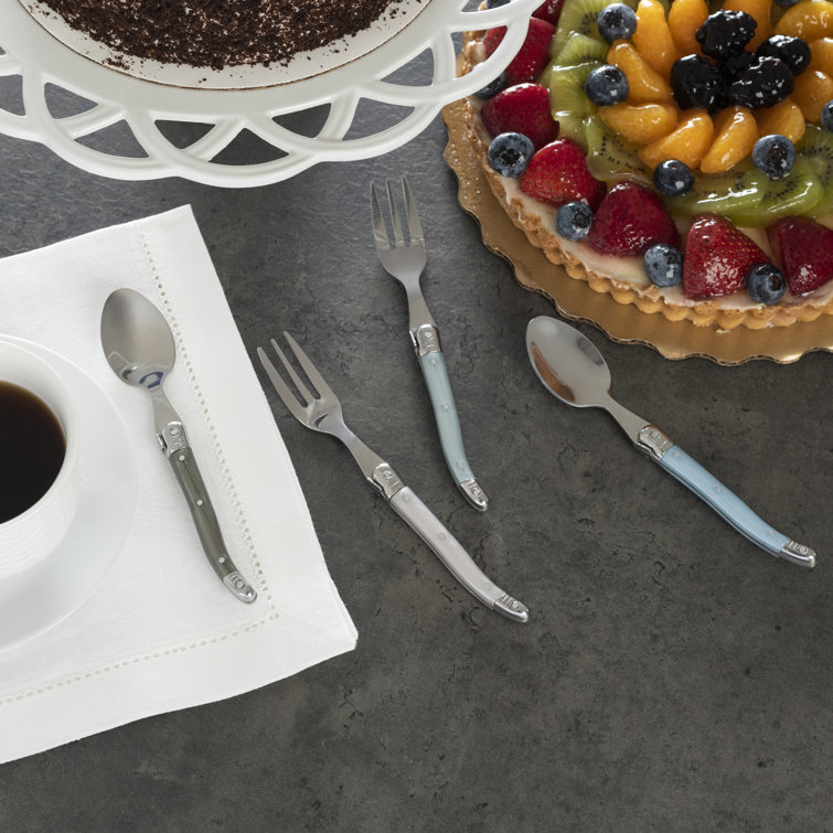 French Home Laguiole Mother of Pearl Cocktail or Dessert Spoons and Forks, 8-Piece Set (Set of 8)