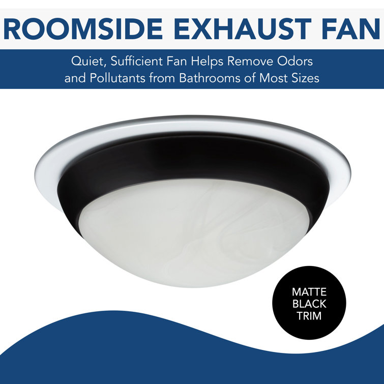 Matte Black Aluminum Ceiling Mount Bathroom Fan with Light