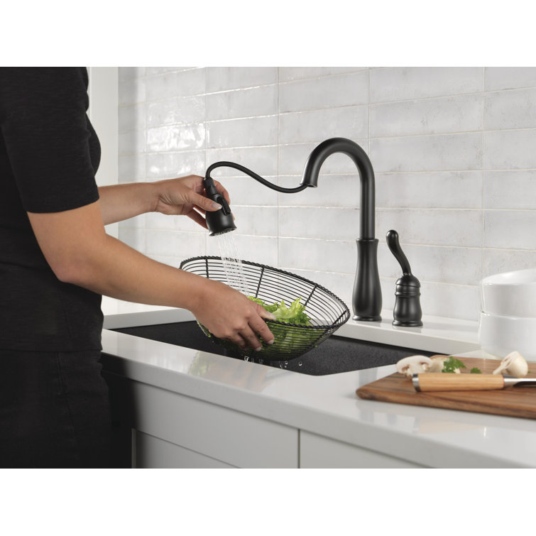 Matte Black Single Handle Pull-Down Kitchen Faucet with Spray