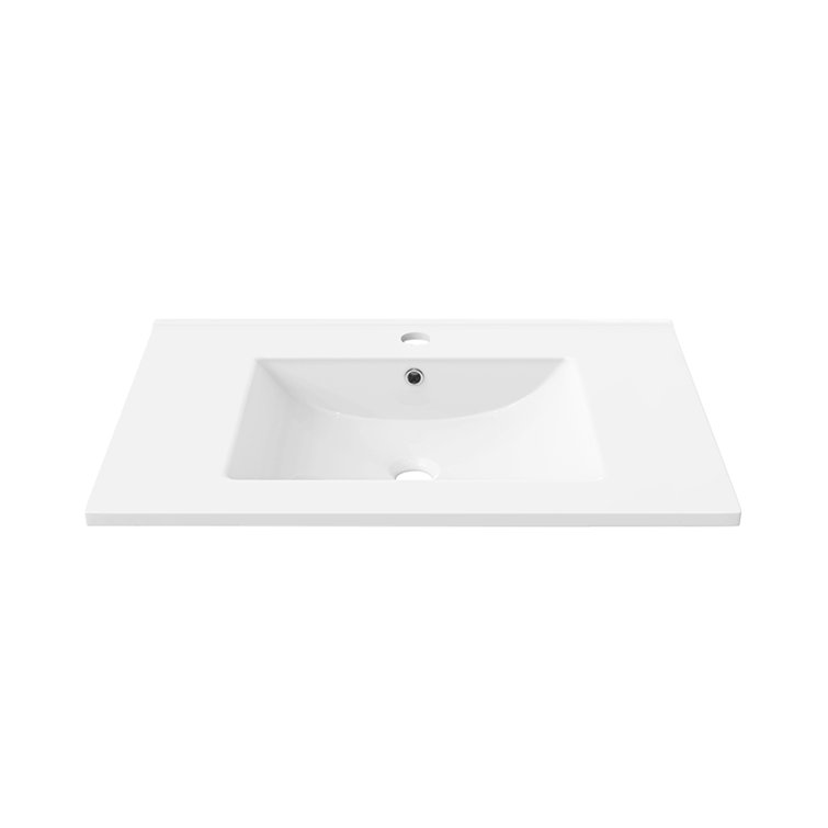 White Ceramic 36" Vanity Sink Top with Faucet Hole