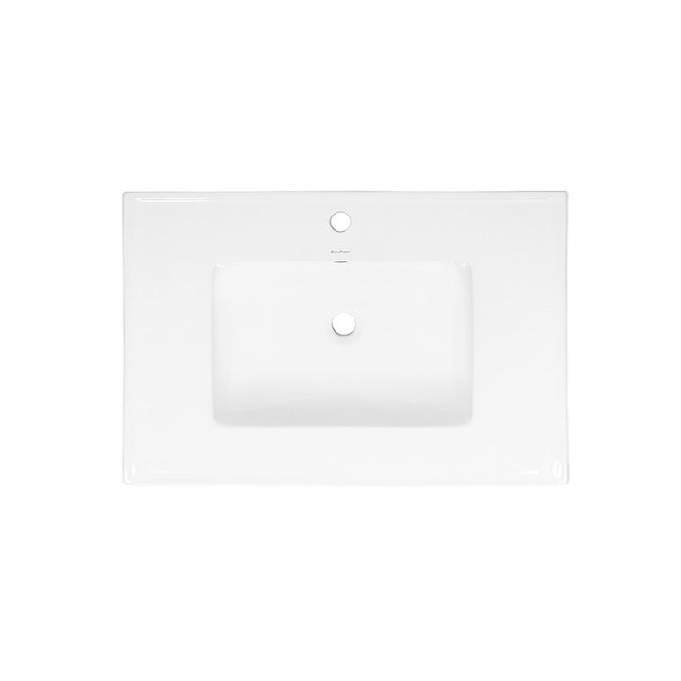 White Ceramic 36" Vanity Sink Top with Faucet Hole