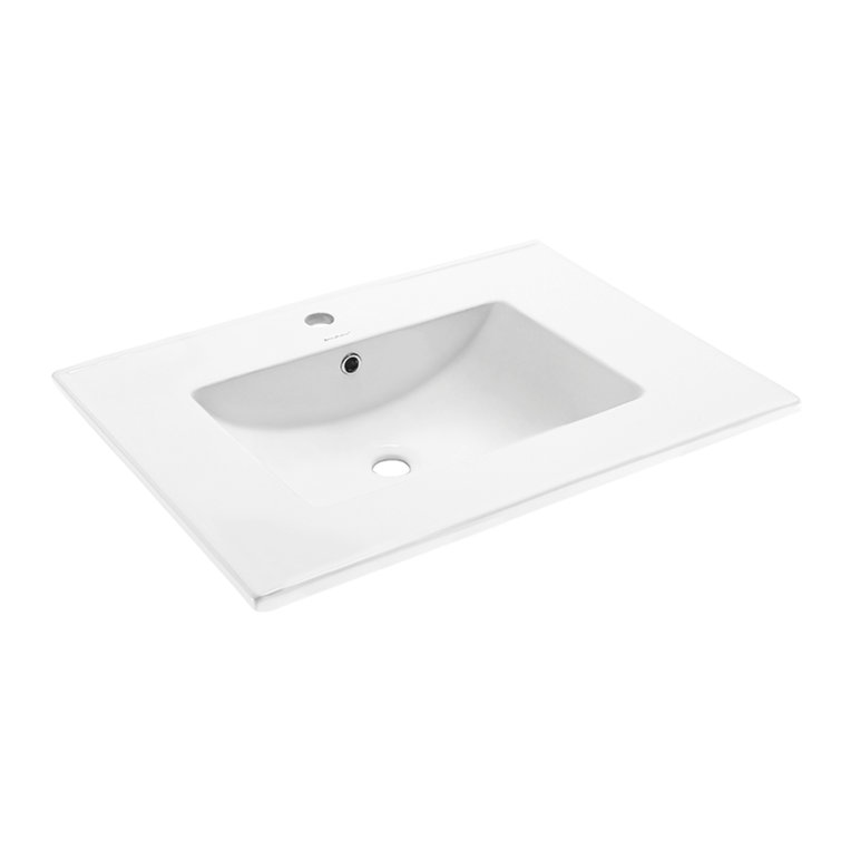 White Ceramic 36" Vanity Sink Top with Faucet Hole
