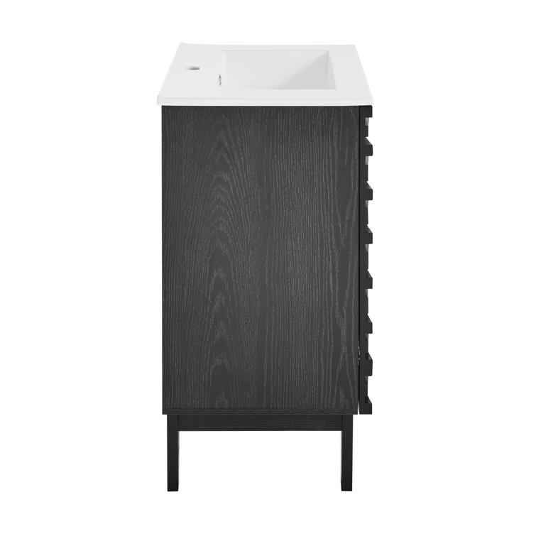 Black Freestanding 24" Single Bathroom Vanity with Raised Paneling