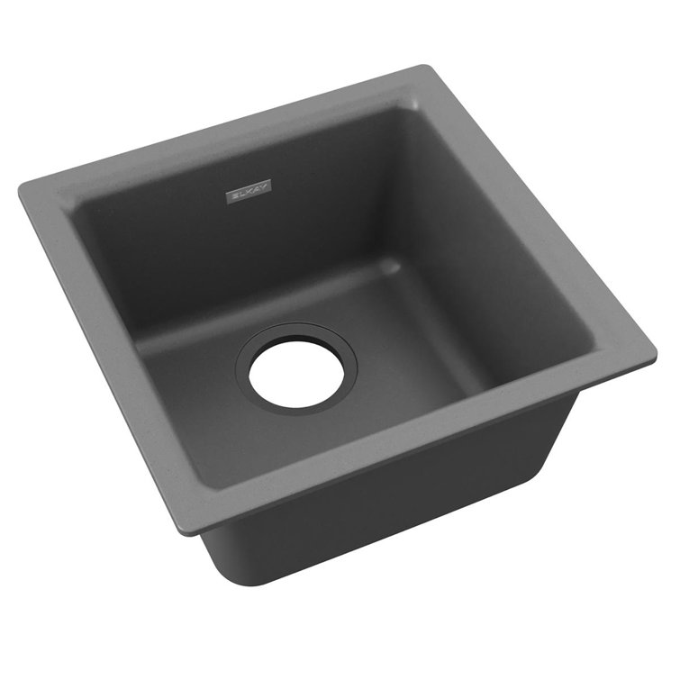 Dusk Gray Quartz Composite 16" Single Bowl Kitchen Sink