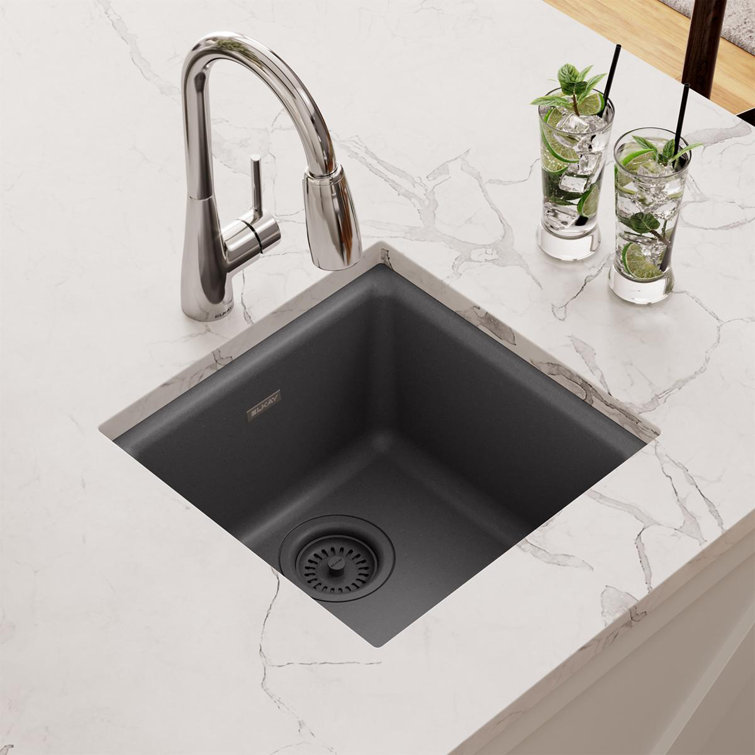 Dusk Gray Quartz Composite 16" Single Bowl Kitchen Sink