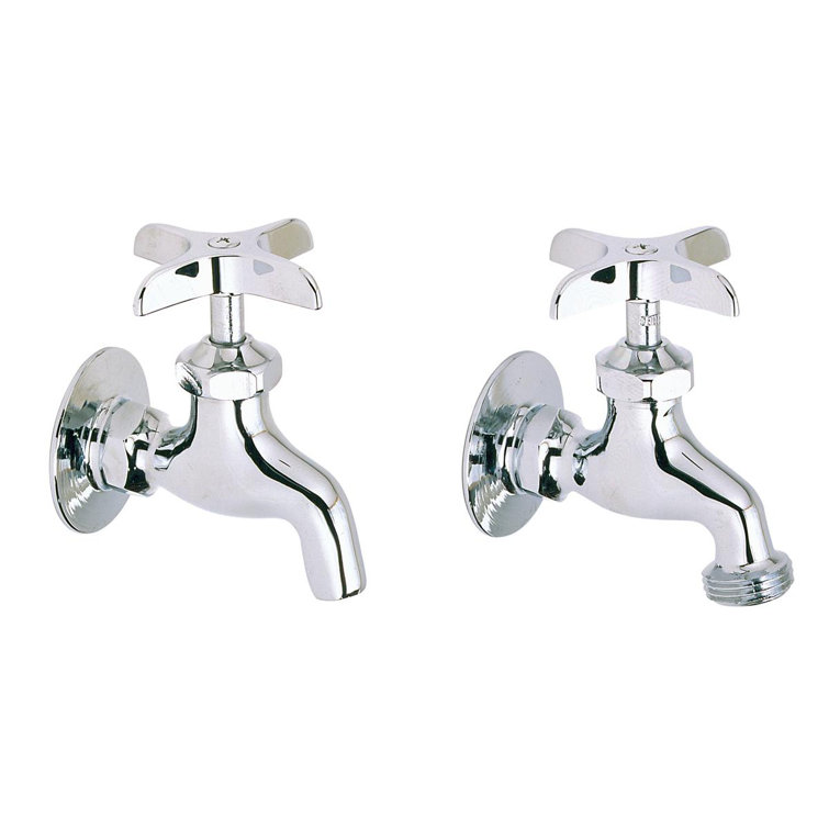 Chrome Wall Mount Cross Handle Commercial Sink Faucet