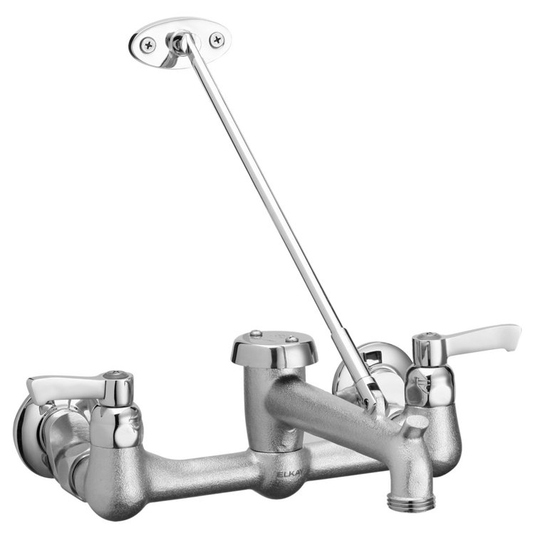 Chrome Double Handle Wall Mount Utility Faucet