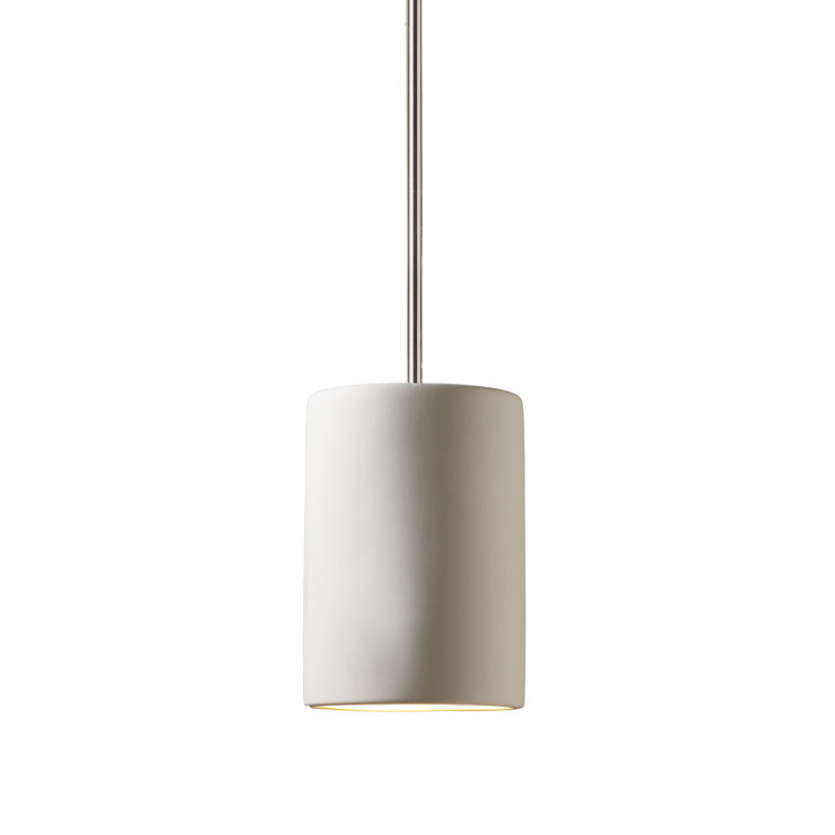 Bisque Ceramic Mini Pendant with Polished Chrome Stem