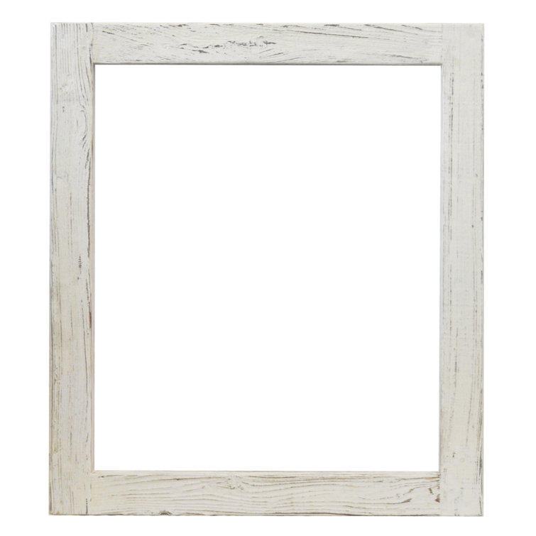 Heritage Whitewash 25'' Antique Wood Framed Rectangular Vanity Mirror