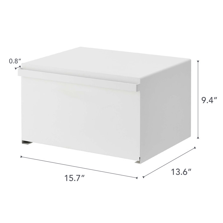 White Steel Minimalist Bread Box with Handles
