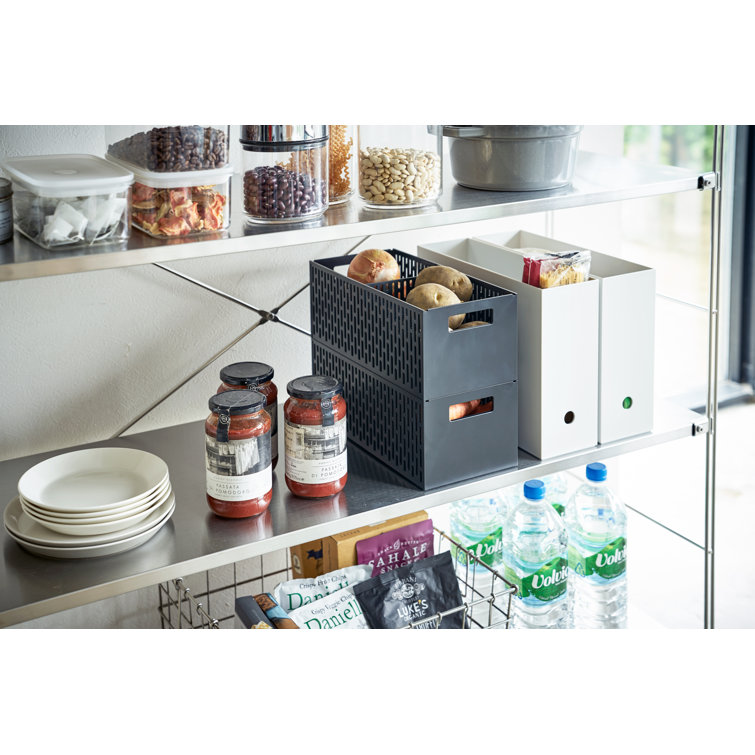 Black Stackable Plastic Vegetable Storage Baskets with Handles