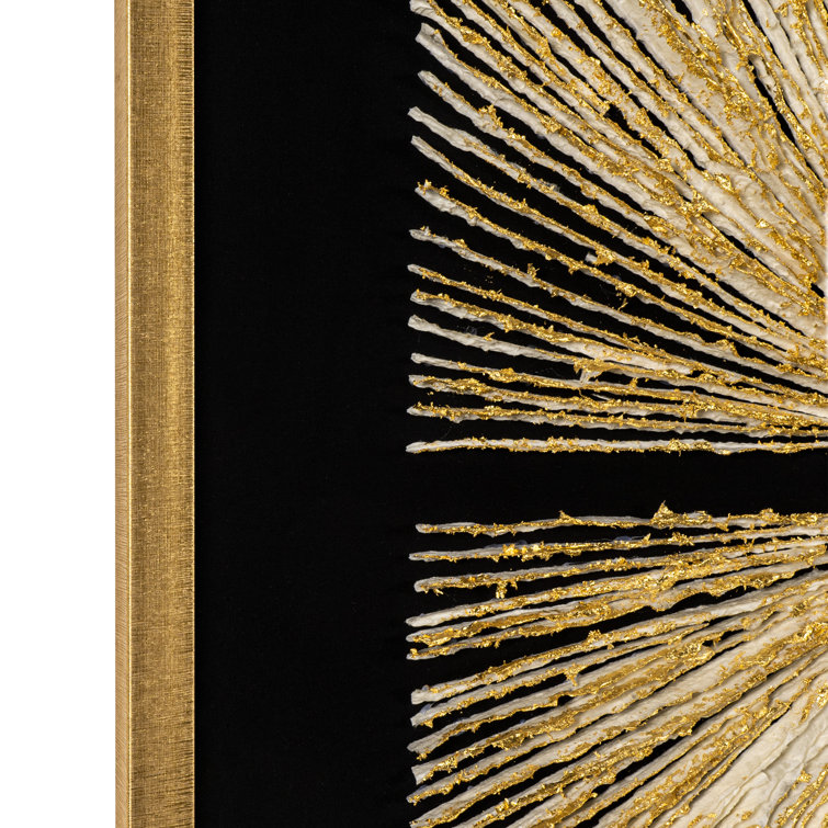 36" Light Wood Shadow Box with Abstract Starburst Design