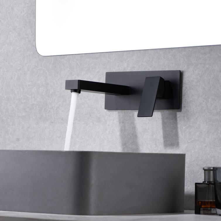 Matte Black Brass Wall-Mount Bathroom Faucet with Single Handle