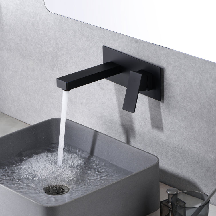 Matte Black Brass Wall-Mount Bathroom Faucet with Single Handle