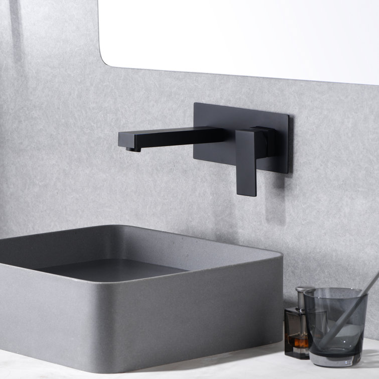 Matte Black Brass Wall-Mount Bathroom Faucet with Single Handle