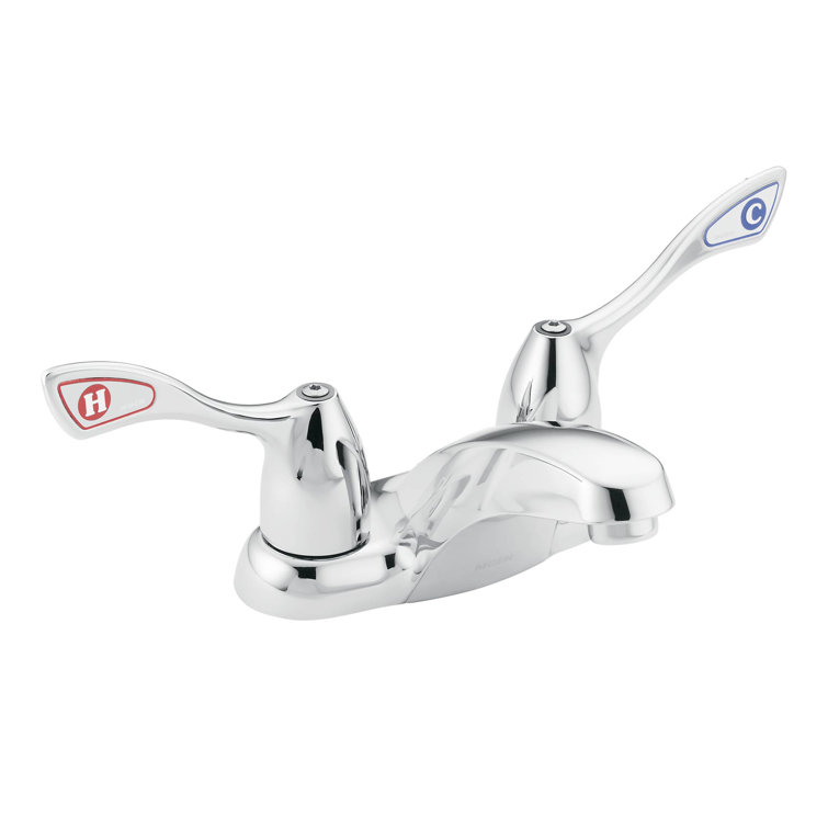 Chrome Double Handle Low Arc Centerset Bathroom Faucet