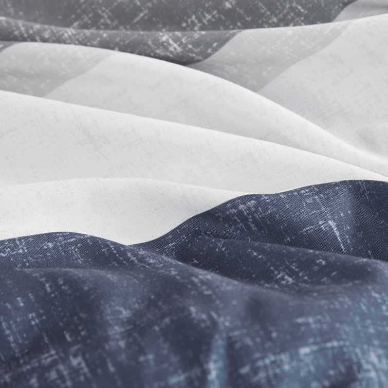 Queen Blue and Grey Microfiber 7-Piece Bed in a Bag Set